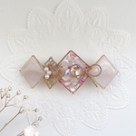 ニュアンスカラー *｡ﾟ dusty pinkリボンバレッタ