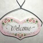 アイアン付き ハートのウエルカムボード  トールペイント
