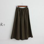 大人の日常着100％リネンオリーブ色のマキシスカート