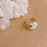 ポーセラーツ　アクセサリー　ミモザとミツバチのリング