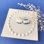 ポットとカップのピアス【青い実】