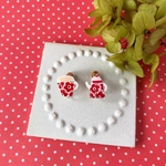 ポットとカップのイヤリング【赤いお花】