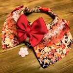犬・猫の首輪　28～31　ocochanリボンチョーカー（旧デザイン）赤ピンク系・パンダとお花柄・