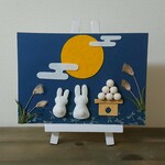 秋の季節飾り 「お月見」置物 ディスプレイスタンド フェルト