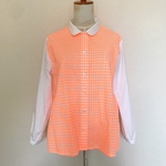 【SALE】ネオンカラーのチェックブラウス＊オレンジ