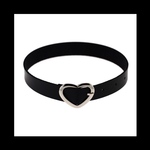 再販【Heart_buckle@leather チョーカー ネックレス。】ハート バックル レザー ブラック 黒 シルバー 病みかわいい ダーク シンプル パンク ロック 個性的 メンヘラ 量産型