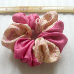 大輪 ゴム交換可能 正絹 羽裏 花地紋様 大胆段? フリル シュシュ Handmade Kimono chouchou