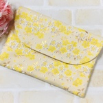 京都　金襴織物　金襴はんなり御朱印帳ケース/マルチポーチ/　桜花ふぶき（黄色）