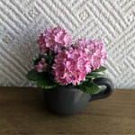 紫陽花カップ　5  粘土の花鉢  ミニチュア