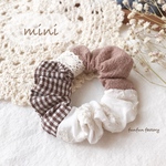 【mini size】Natural*°brownパッチワークシュシュ