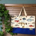 お魚大好き！コバルトブルー　レッスンバッグ　魚柄　保育園　幼稚園　小学校　男の子