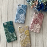 刺繍のまあるい紫陽花　iPhoneケース