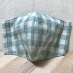【接触冷感】【少し大きめ】チェック柄立体型夏マスク（グリーンチェック）