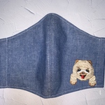 立体型マスク　犬柄　ワッペン　ハンドメイド