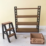kohing6891様専用 1/12サイズ 男前ラック、脚立、木箱の3点セット
