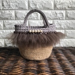 再販6 ゼファーカ × チュール 麻ひも かごバッグ ズパゲッティ バッグ