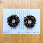 《再販》ビーズのループピアス/ﾀﾞ-ｸbrown