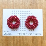 《再販》ビーズのループピアス/ボルドー