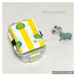 保冷剤ケース付きお弁当箱バンド☆水玉＆ストライプ黄色