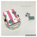 保冷剤ケース付きお弁当箱バンド☆水玉＆ストライプピンク