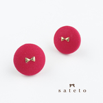 くるみボタンピアス♡ローズピンクリボン