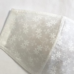 送料無料　夏マスク　一枚仕立て　コットン小花　白