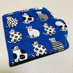 仮置きマスクケース　おしゃれねこ　ねこ柄　ブルー