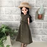 リカちゃん　服　シャツ風ワンピース　カーキ