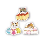 ミニにゃん和菓子なステッカー3枚セット