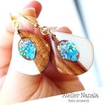 本物のお花と木のピアス/いやリング