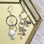 シルバー×パール フラワー ヴィンテージ ピアス イヤリング アンティーク ウェディング