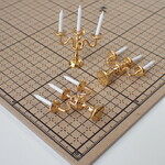 再入荷未定【送料無料】［キャンドルスタンド］ゴールドカラー、ミニチュア、燭台、3本ろうそく立て、蝋燭立て、蝋燭台、火立て、キャンドルスティック、キャンドルスタンド、照明、ドールハウスインテリア