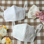 【夏用】接触冷感コットンレース立体マスク(女性用小さめ)