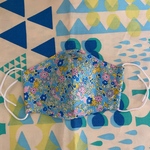 [こども用]青い小花の立体型布マスク