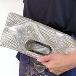 帯ﾘﾒｲｸ★大きな七宝柄でおめでたい2wayクラッチバッグ／スクエアバッグ／パーティーバッグ／バッグインバッグ／125