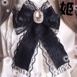 ♥姫♥キラッキラン♥ビジューレース♥⚠️短めVer.⚠️ふりふりリボンブローチ♥量産型♥髪にもつけれる2Way♥ブラック♥