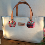 パッチワーク トートバッグ＊本革持ち手