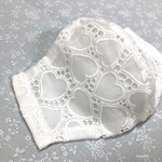 機能アップ☆夏用立体マスク　ハート刺繍柄　抗菌防臭ガーゼか接触冷感ガーゼ　小池都知事マスク好き