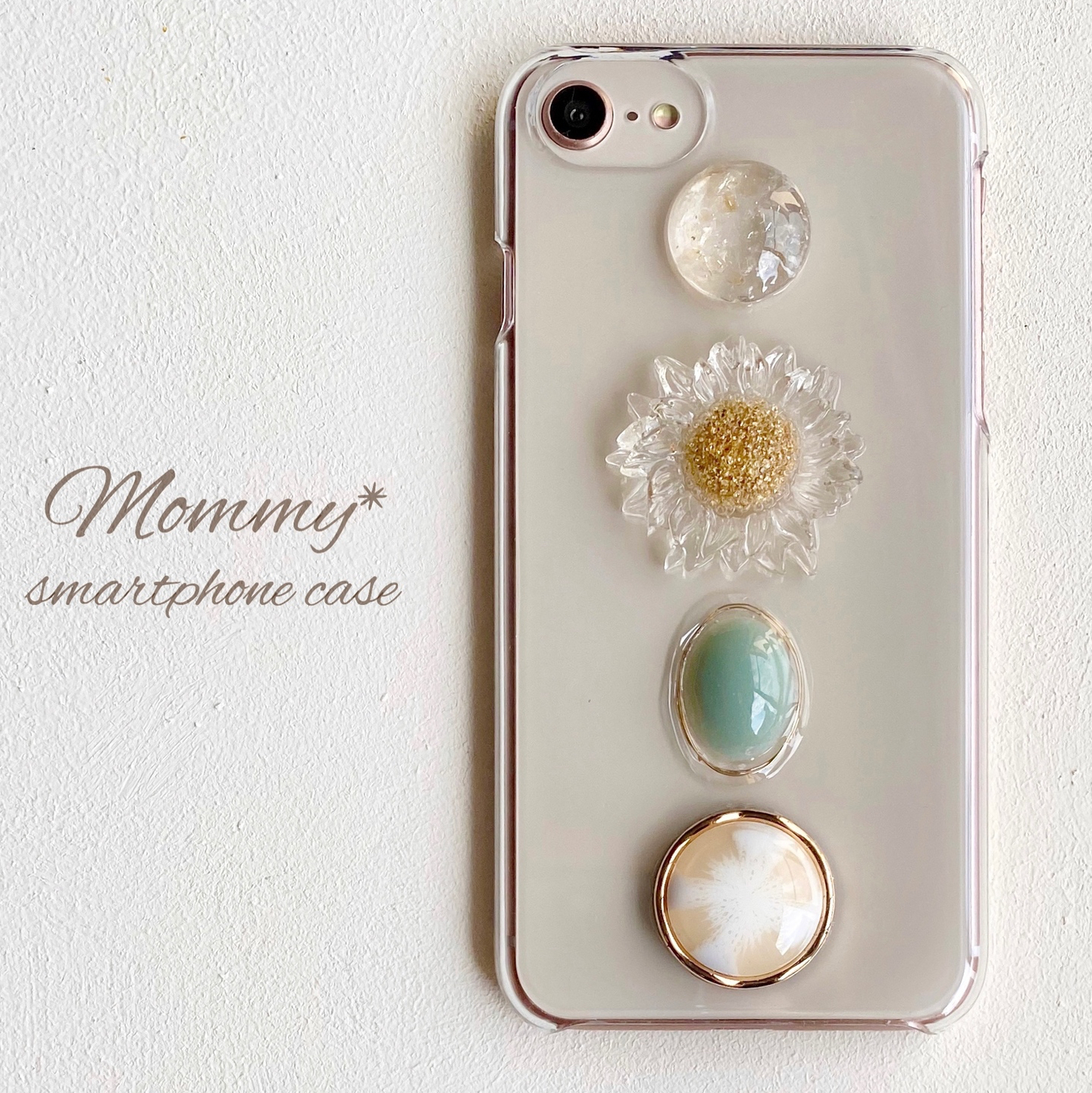 ハンドメイドアイホンケース iPhone16e対応】clear-flowerスマホケース/iPhoneケース - mommy
