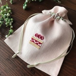 ✥刺繍リバティ巾着✥   ケーキ　さくら色