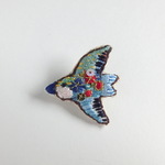 刺繍ブローチ　絵画のような小鳥