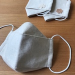 綿麻+エアリズム　舟形マスク　ベージュ