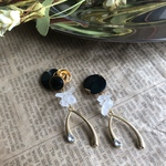 グリーン ボタン ゴールド ピアス／イヤリング