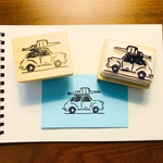 サーフボードを積んだ車の消しゴムはんこ☆SUMMER TRIP☆
