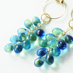 ＜Spica～光の実～＞ガラスイヤリング◎two-tone＊Ocean/ツートーンオーシャン◎パーツ交換可能