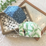 2枚set 夏用 ひんやり冷感⸝⋆Hawaiian bird& デニム風サンカク 立体  マスク (こども用) コットン100% 安心素材⸜❤︎⸝シリコンストッパー付き