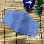 夏用マスク　舟形マスク　ブルーA Ｌサイズ　男性用　ノーズワイヤー入り　フィルターポケット付き　西村大臣風マスク