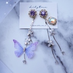 パープル　蝶ピアス♡ アシメントリー