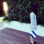 ヴィンテージデニムと帆布のクラッチバッグ