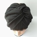 幅広◆ブラックコットン(超長綿) 天竺ニットヘアバンド/ターバン